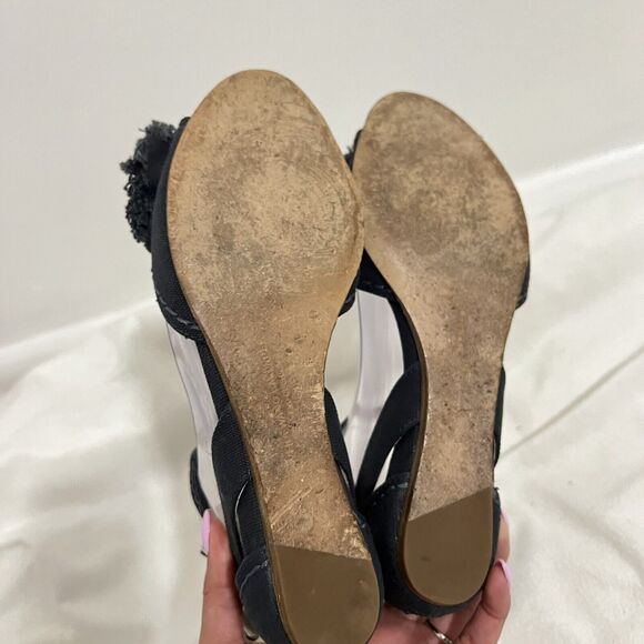 Vera Wang Lavender Shoes Womens 6 Sandal Flats Ankle Strap Fringe Bow Fashion - Picture 6 of 10